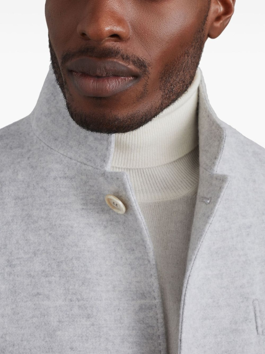 Cashmere single-breasted coat - Grey