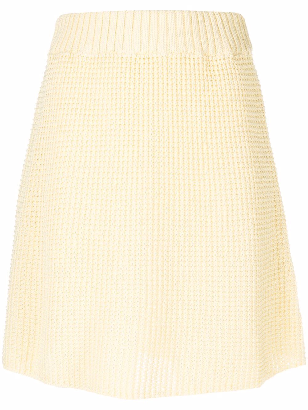 Elasticated-waist organic-cotton knitted skirt - Yellow