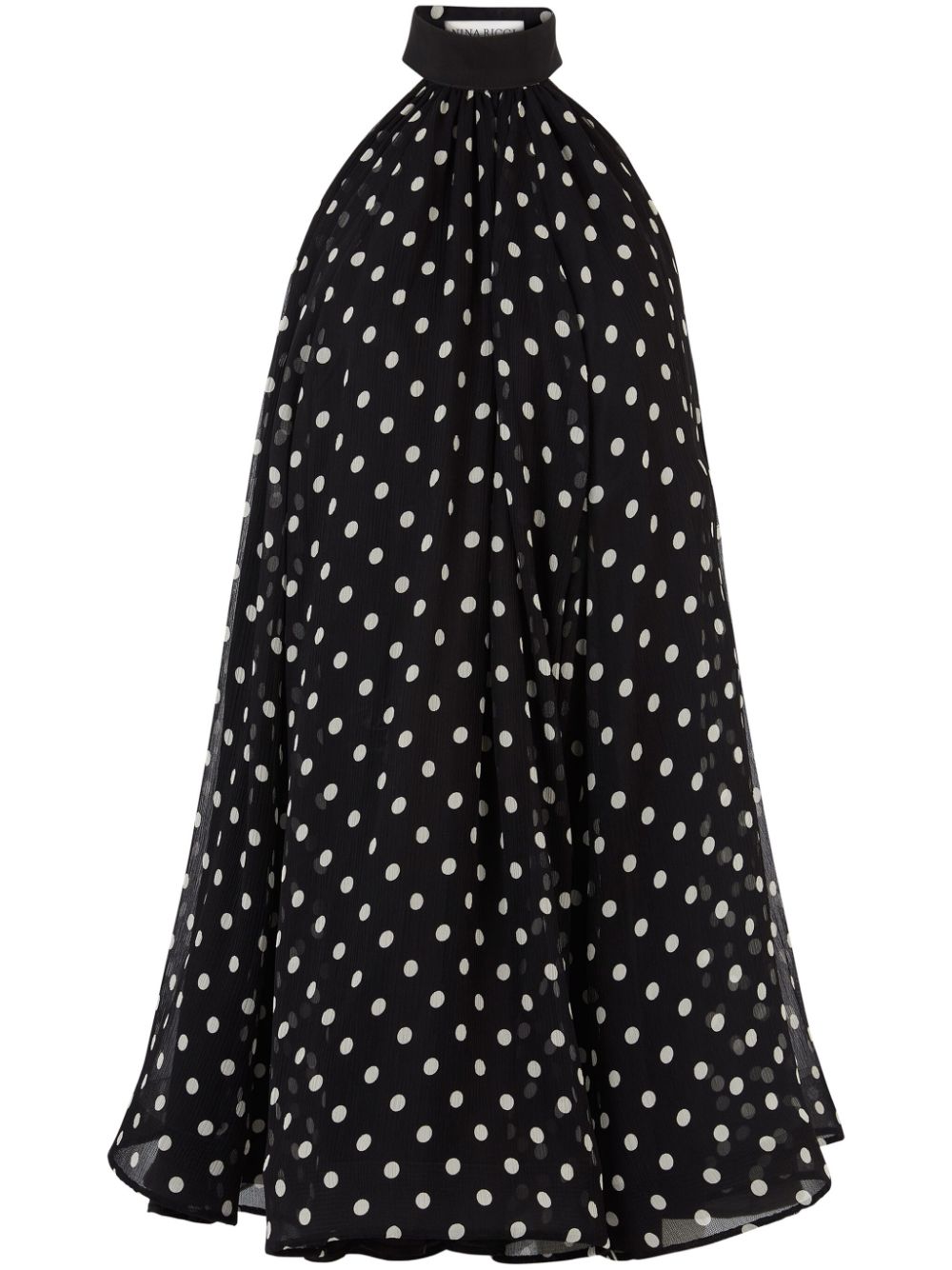 Peplum-hem halterneck mini dress - Black