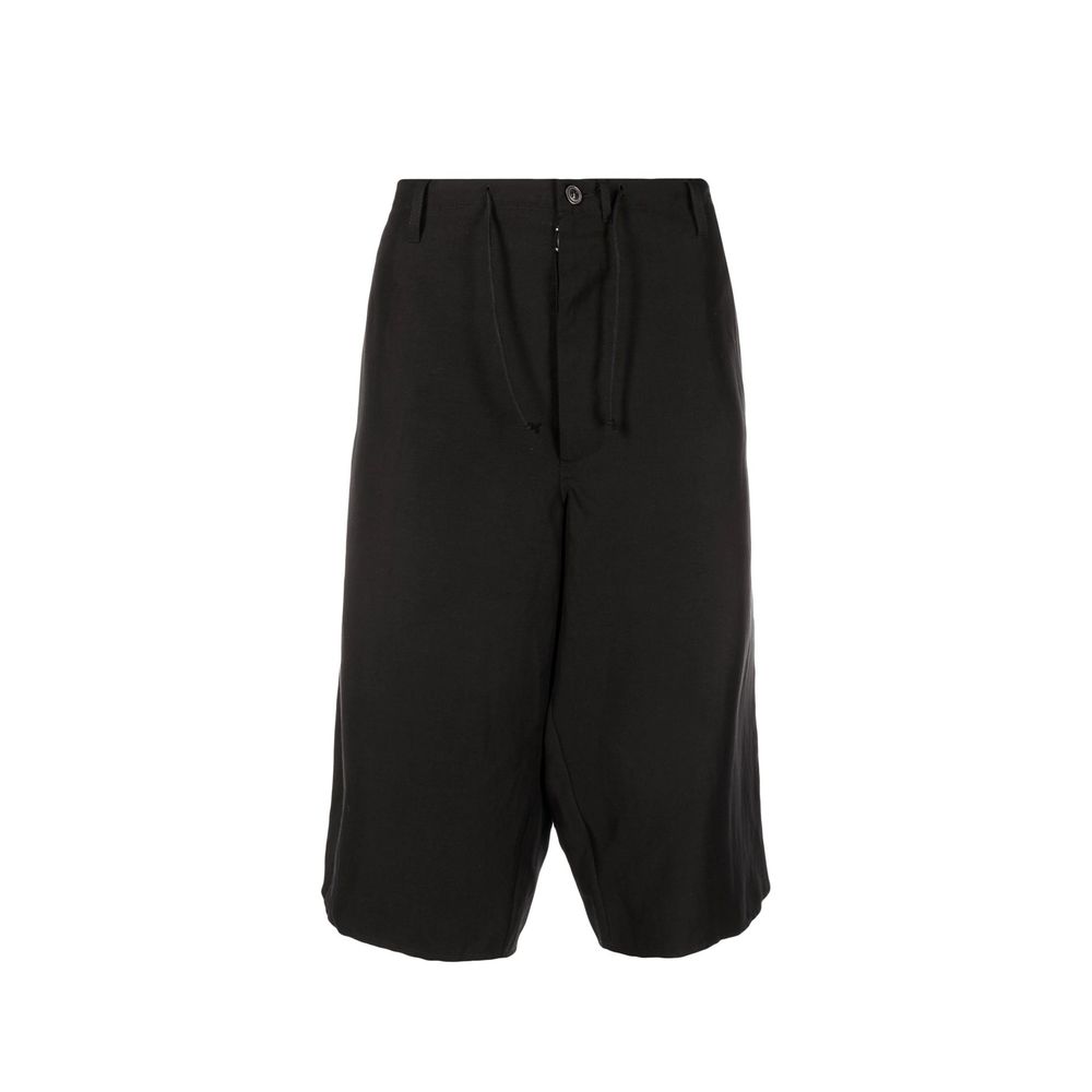Linen-Viscose Blend Bermuda Shorts — Black
