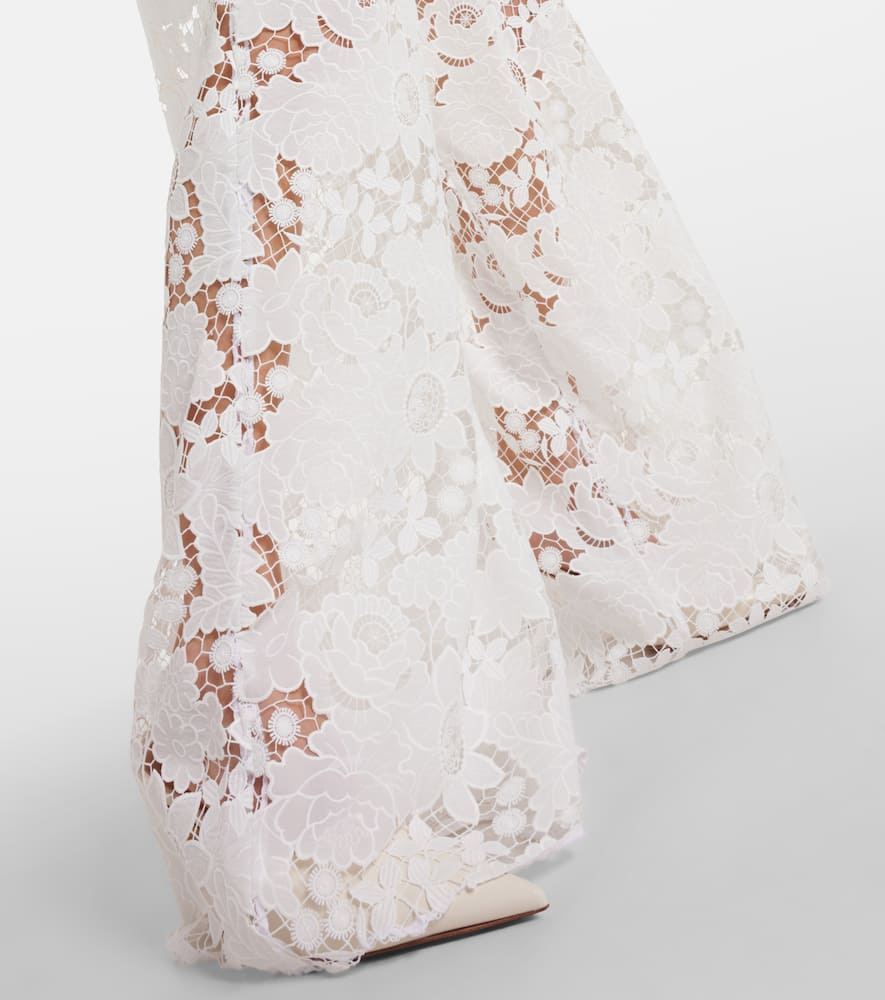 High-rise wide-leg lace pants