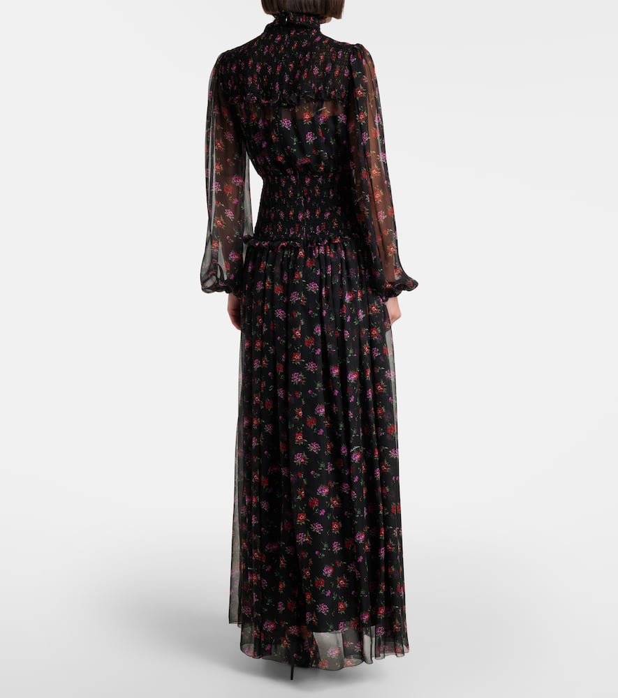 Floral silk chiffon maxi dress