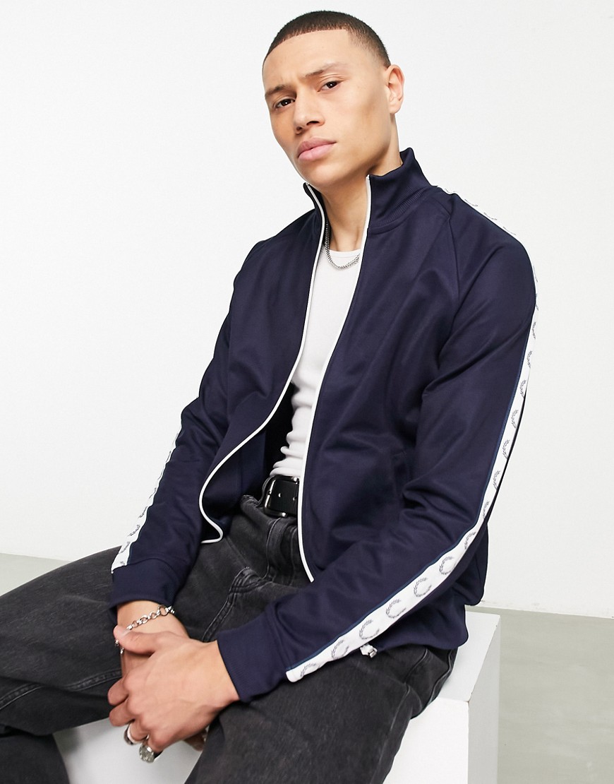 Taped track jacket in blue