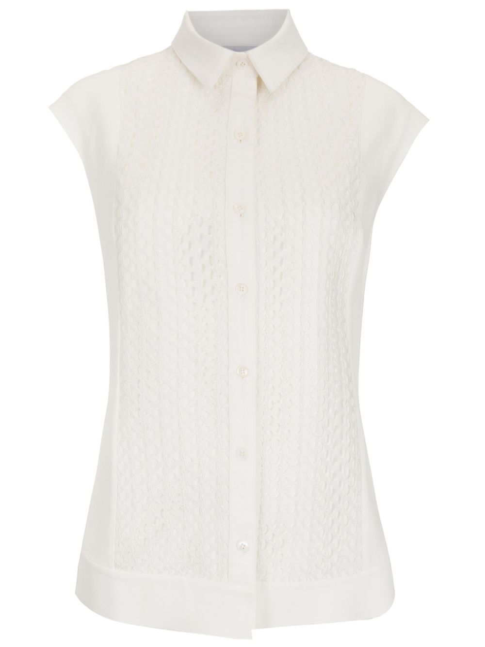 Cap-sleeved button-up shirt - White