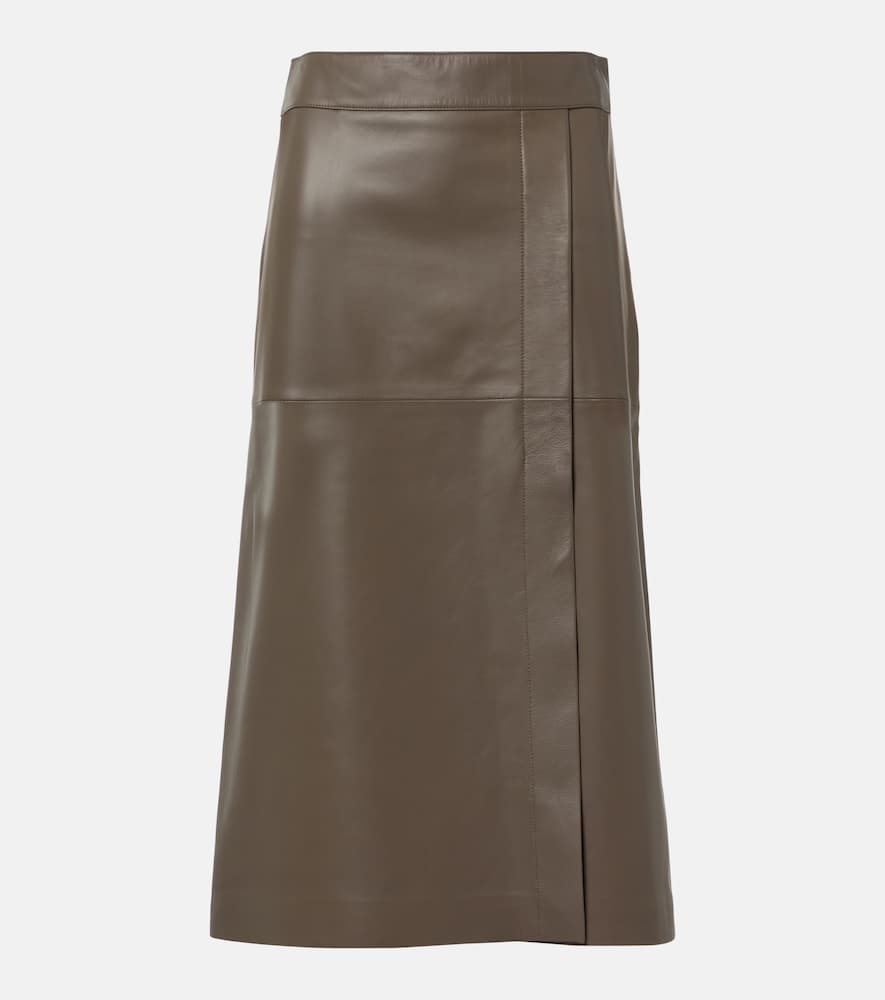 Leather midi skirt