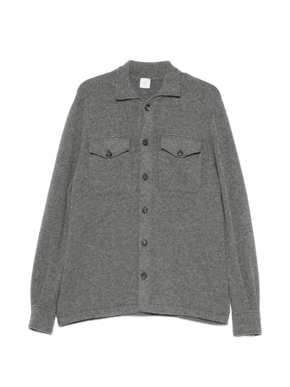 Button-Up Flap-Pocket Cashmere Cardigan — grey