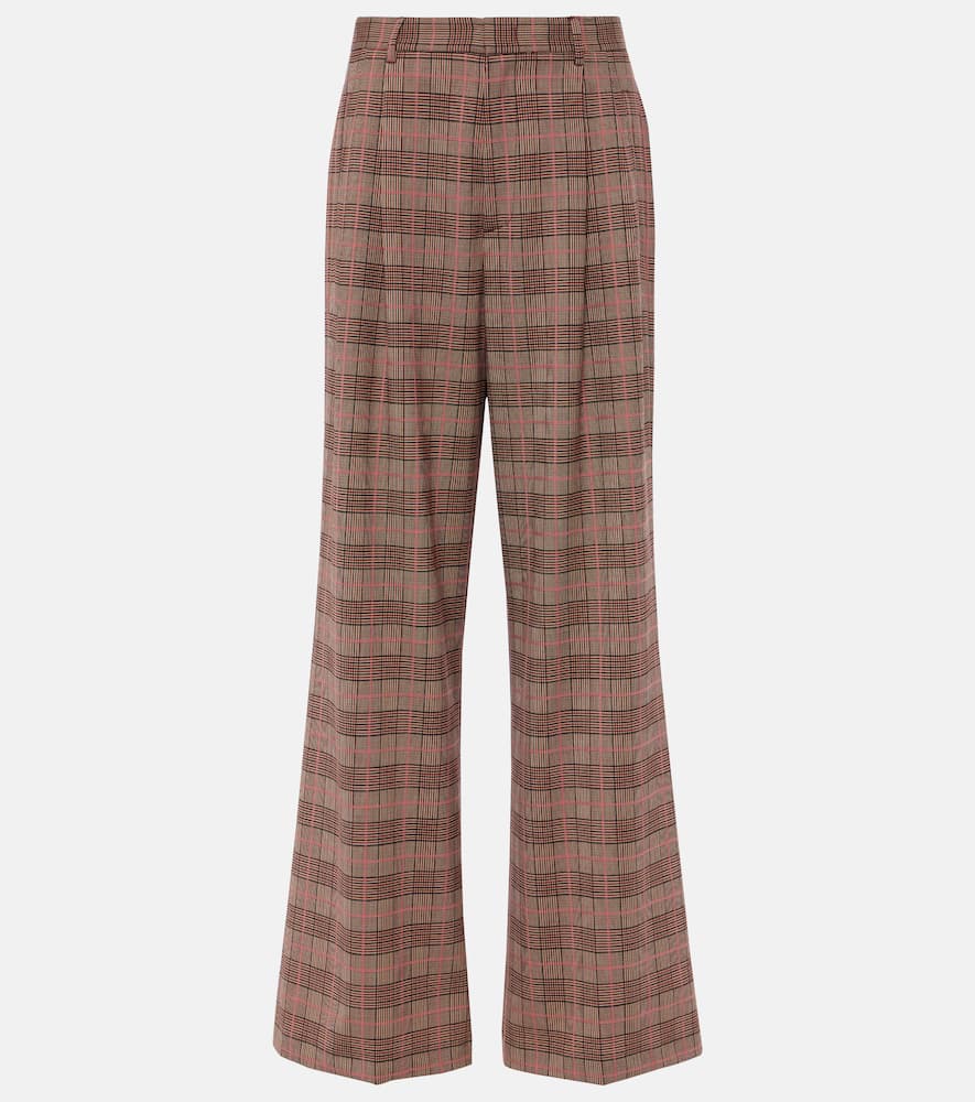 Checked high-rise wide-leg pants