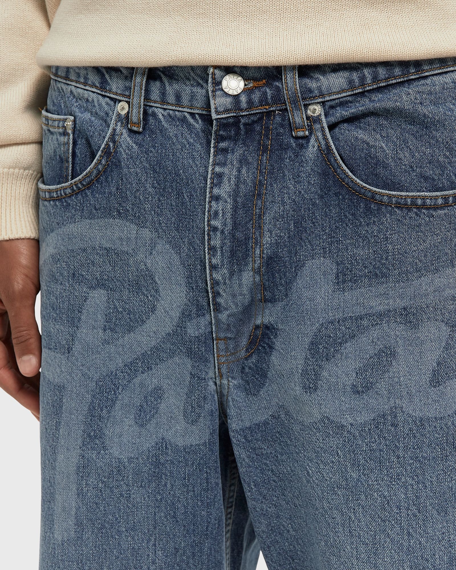 Laserprint Whiskers Denim Pants