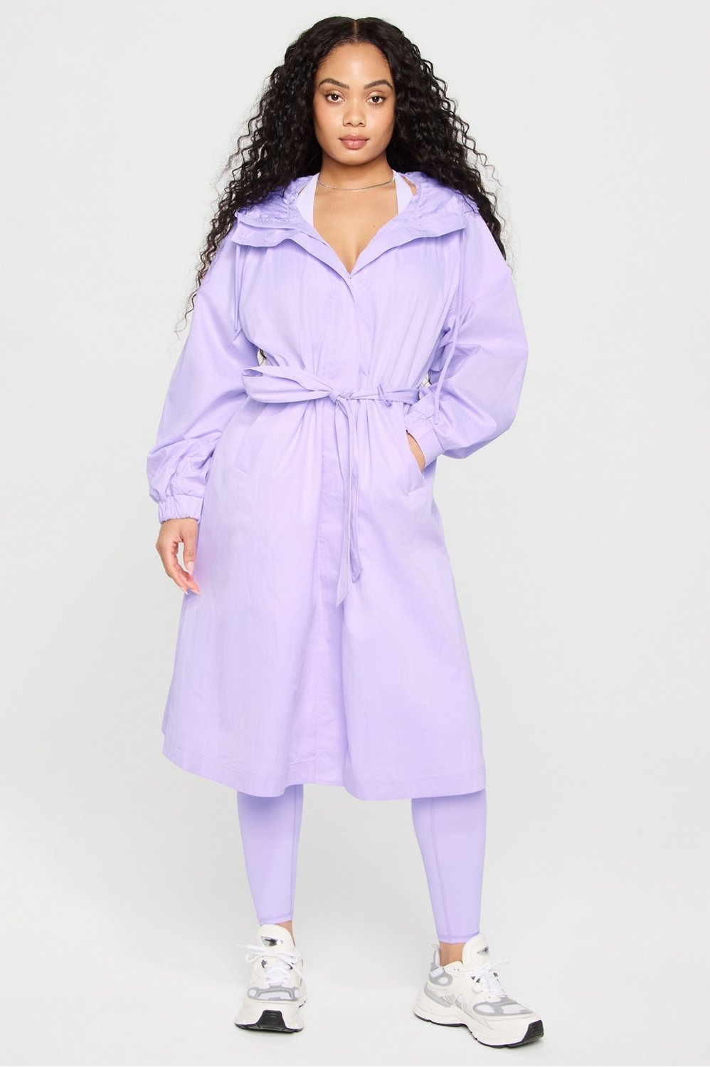 Fabletics Women's Hooded Trench Coat Purple