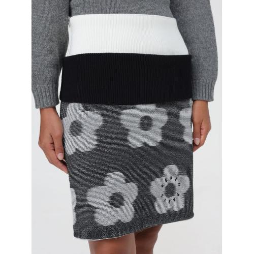Jacquard flower-motif skirt - Black