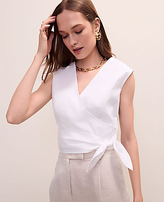 Ann Taylor V-Neck Tie Waist Wrap Top