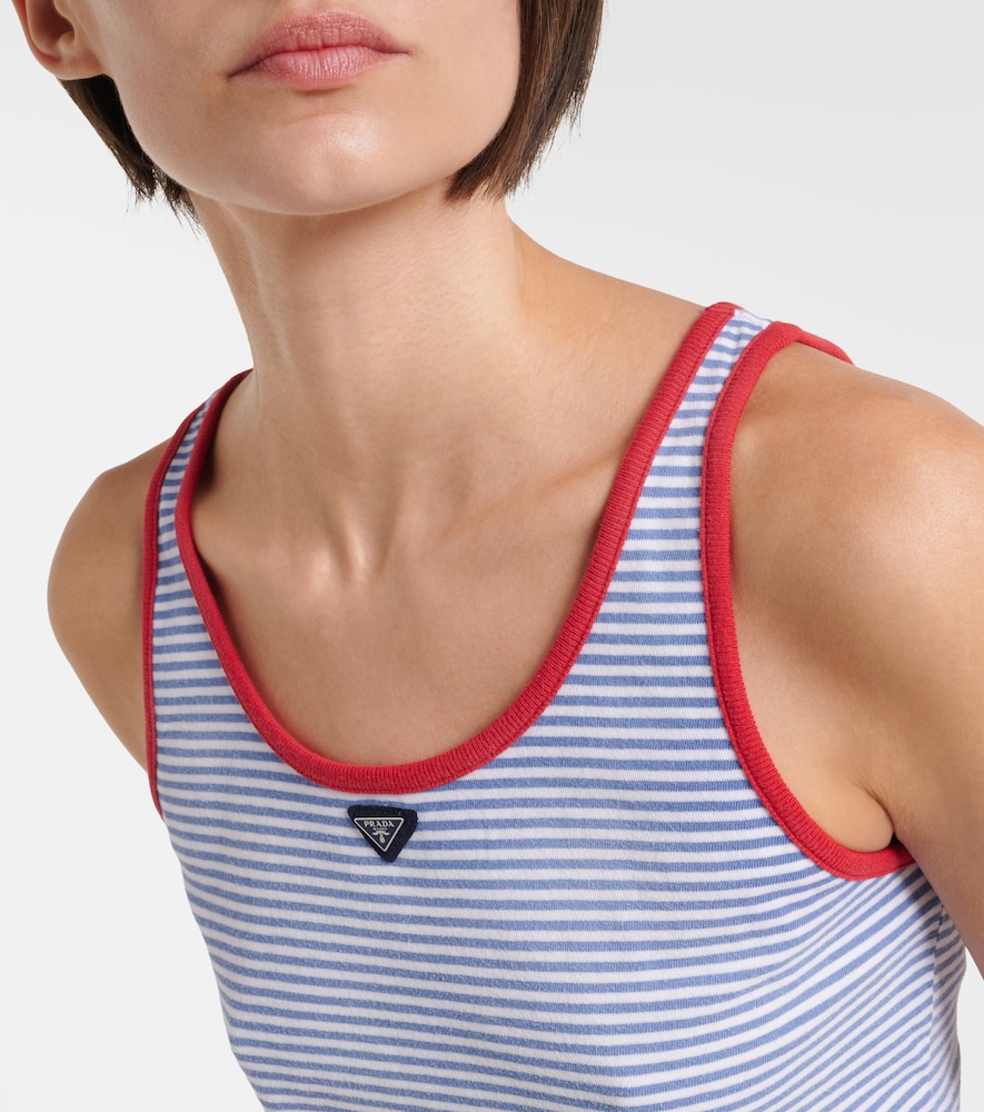 Striped cotton jersey tank top
