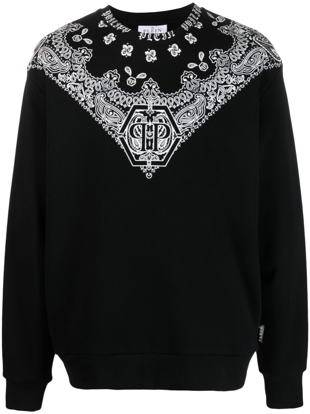 Bandana-print crew-neck sweatshirt - Black