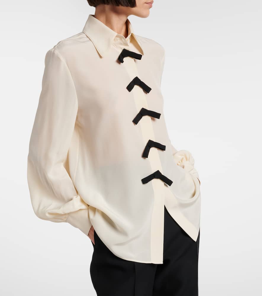 Bow-detail silk crêpe de chine blouse