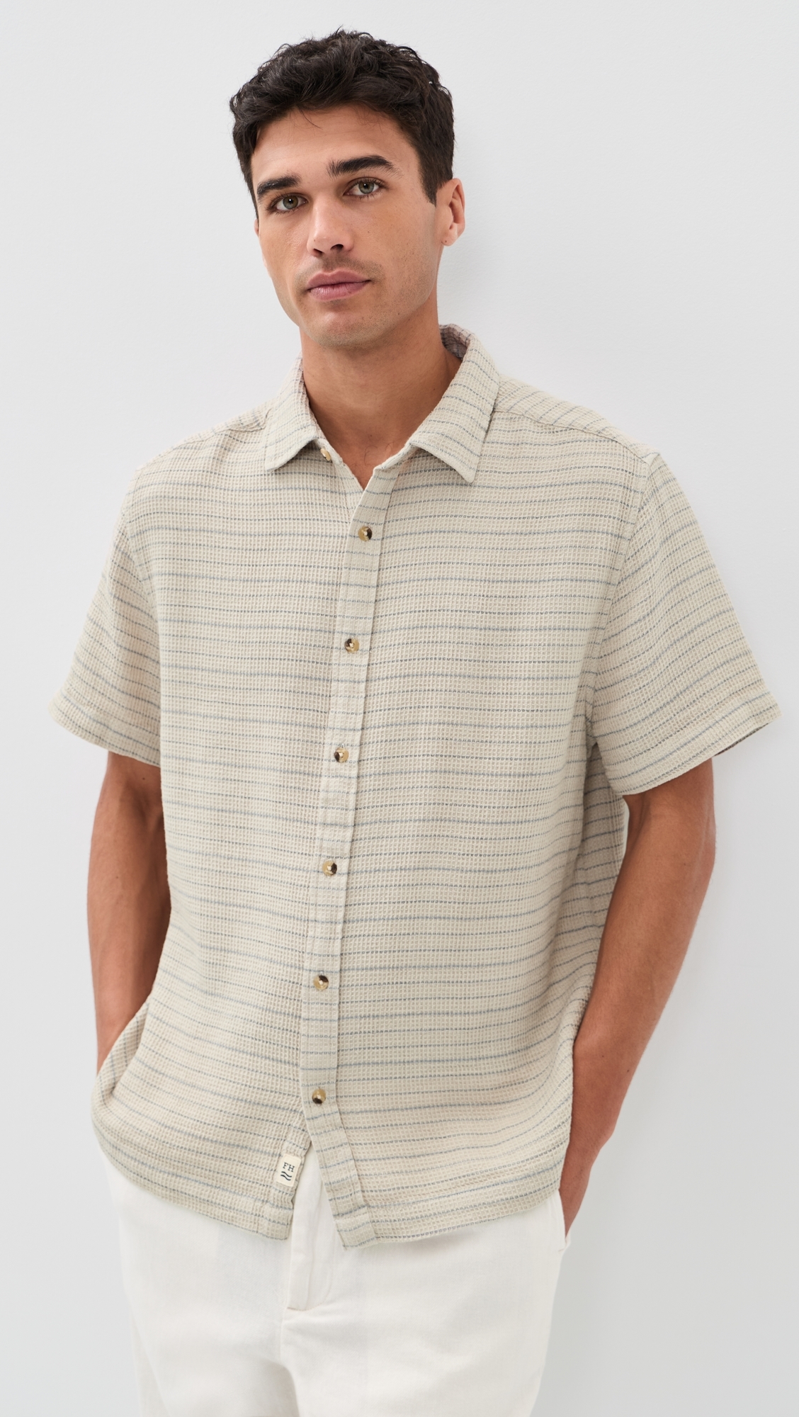 Oasis Textured Shirt Beachwood Stripe