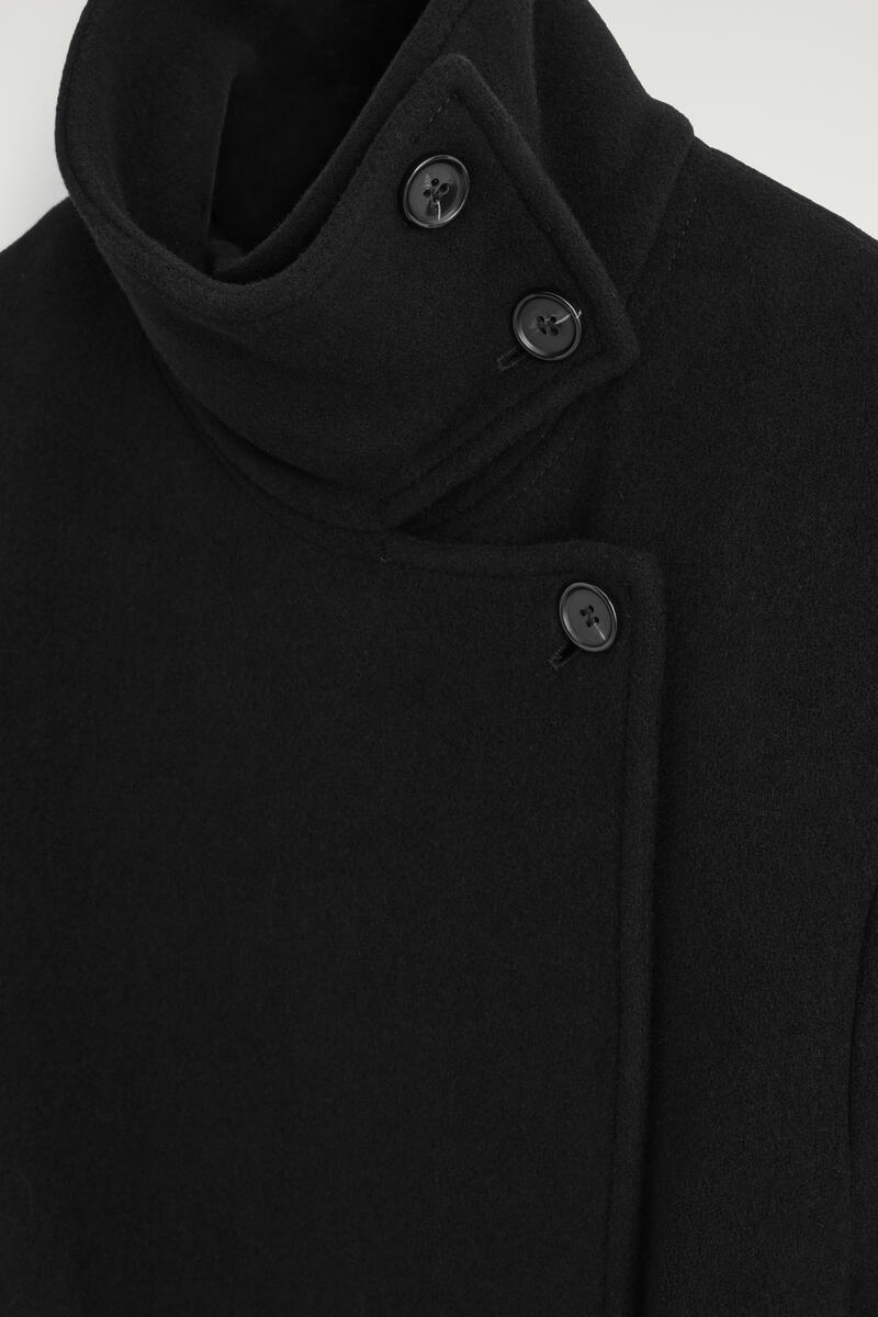 Belted Wool-Blend Mock-Neck Coat
