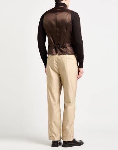 Man Tailored Vest Chocolate brown Size 42 Wool, Linen, Silk