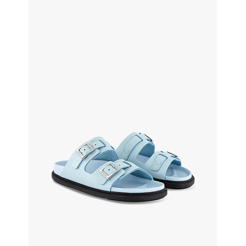 Womens Mineral Blue St Barths Two-strap Leather Sandals