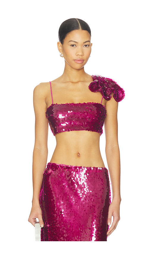 Mother of All Mela Sequins Top in Fuchsia. - S also in XS