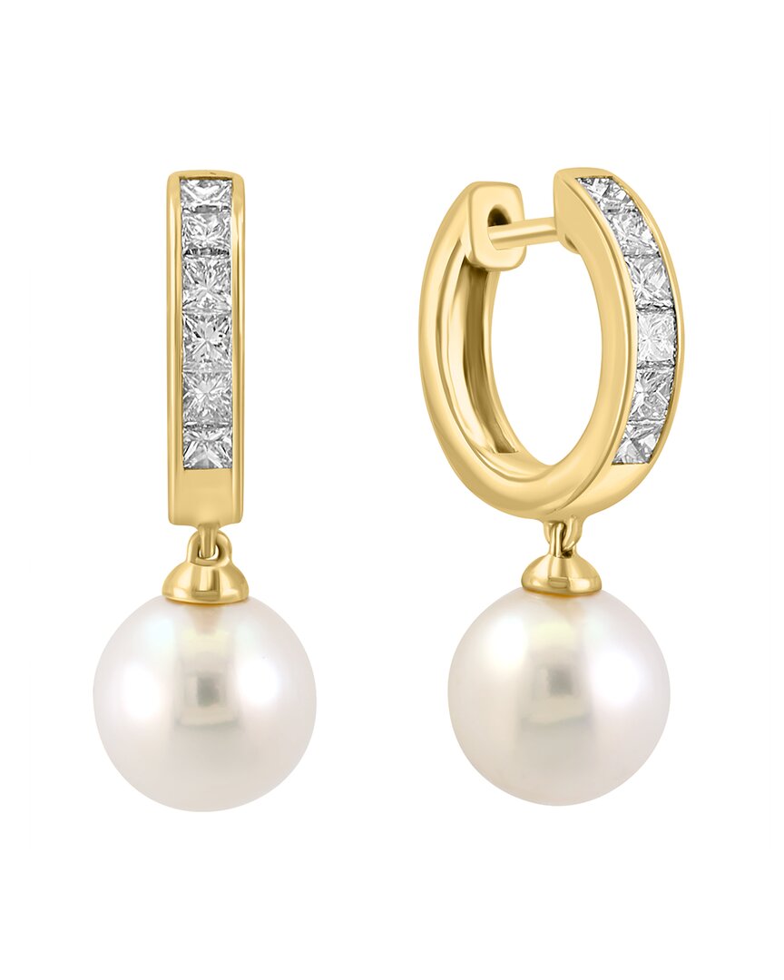 14K 0.66 ct. tw. Diamond &   8mm Pearl Earrings