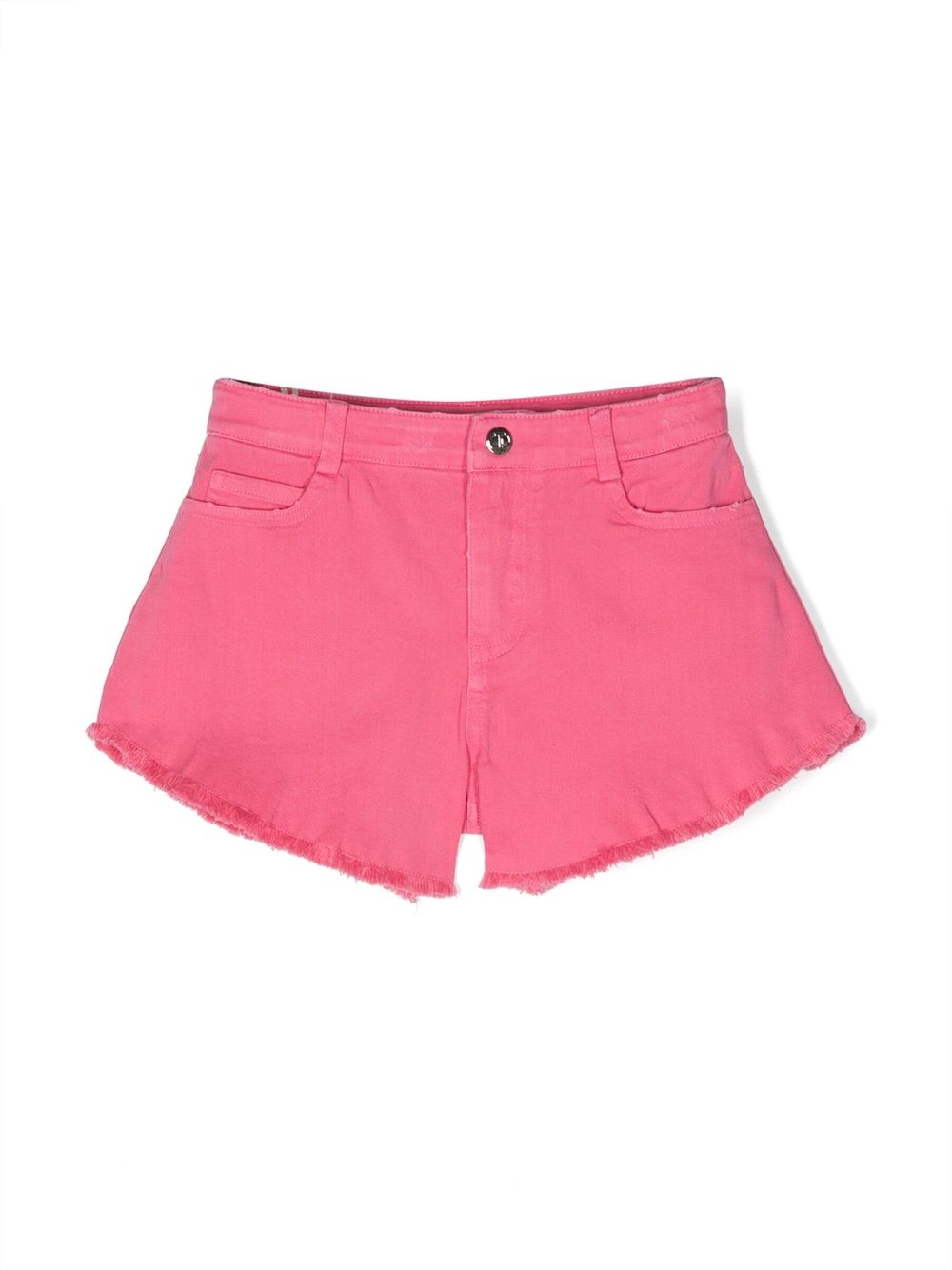 Logo-plaque frayed shorts - Pink