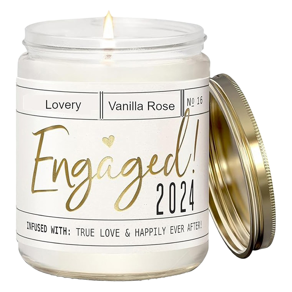 Lovery Engagement Gift - Engaged 2024 Candle - Vanilla Rose Scented Soy Wax Candle
