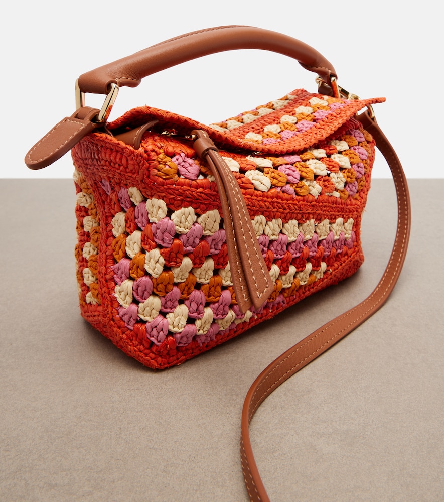 Paula's Ibiza Puzzle Mini raffia top-handle bag