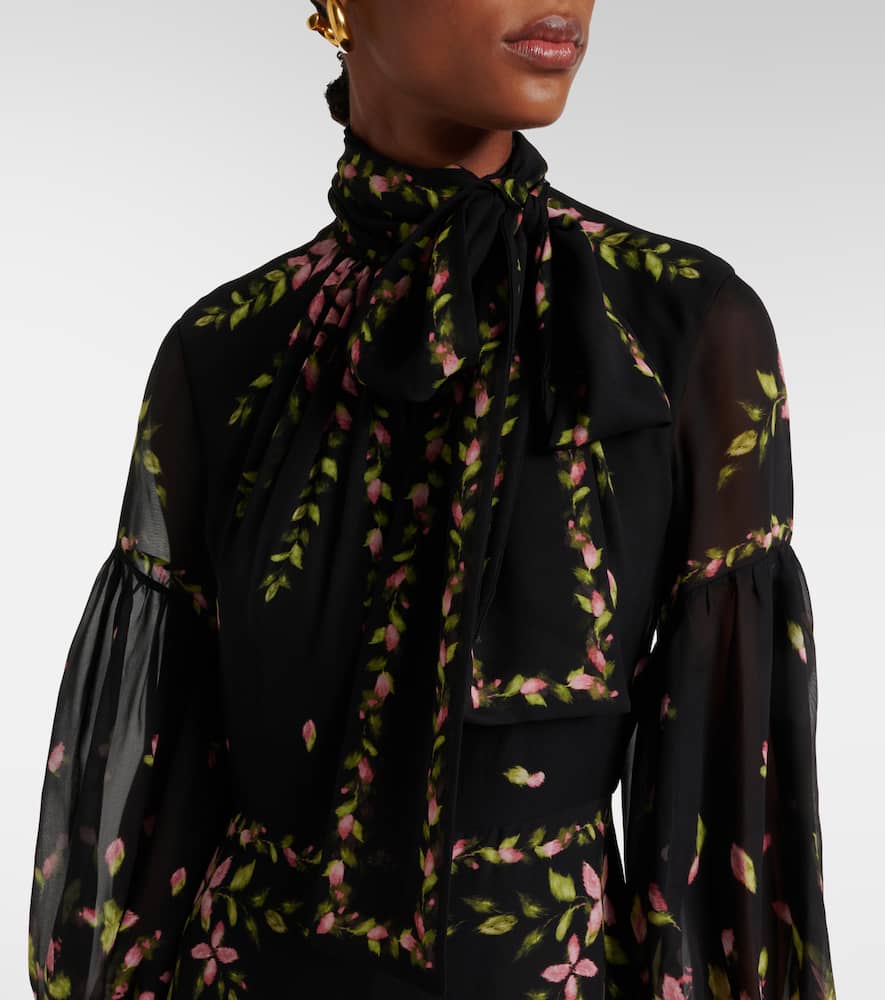 Floral silk voile gown