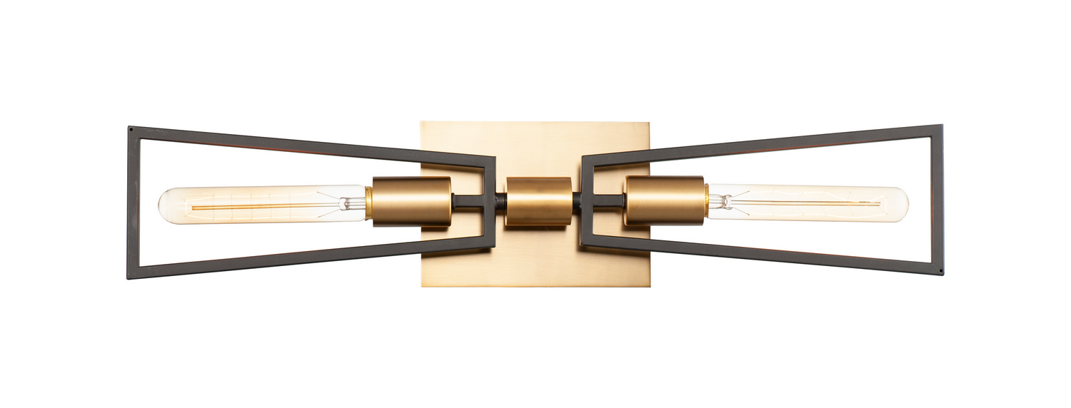 Black Satin Brass Two Light Wall Sconce from the Wings Collection