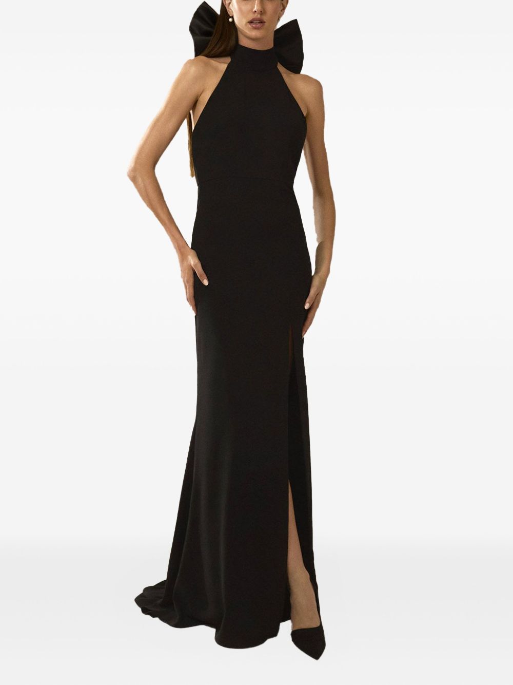 Bow-detail halterneck dress - Black