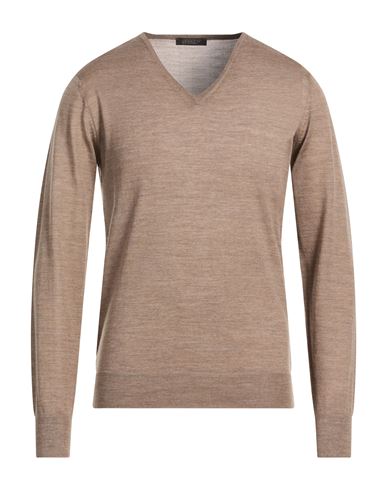 Man Sweater Light brown Size 42 Merino Wool