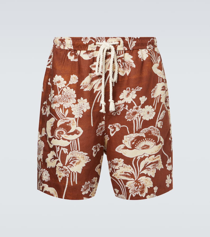 Floral linen Bermuda shorts