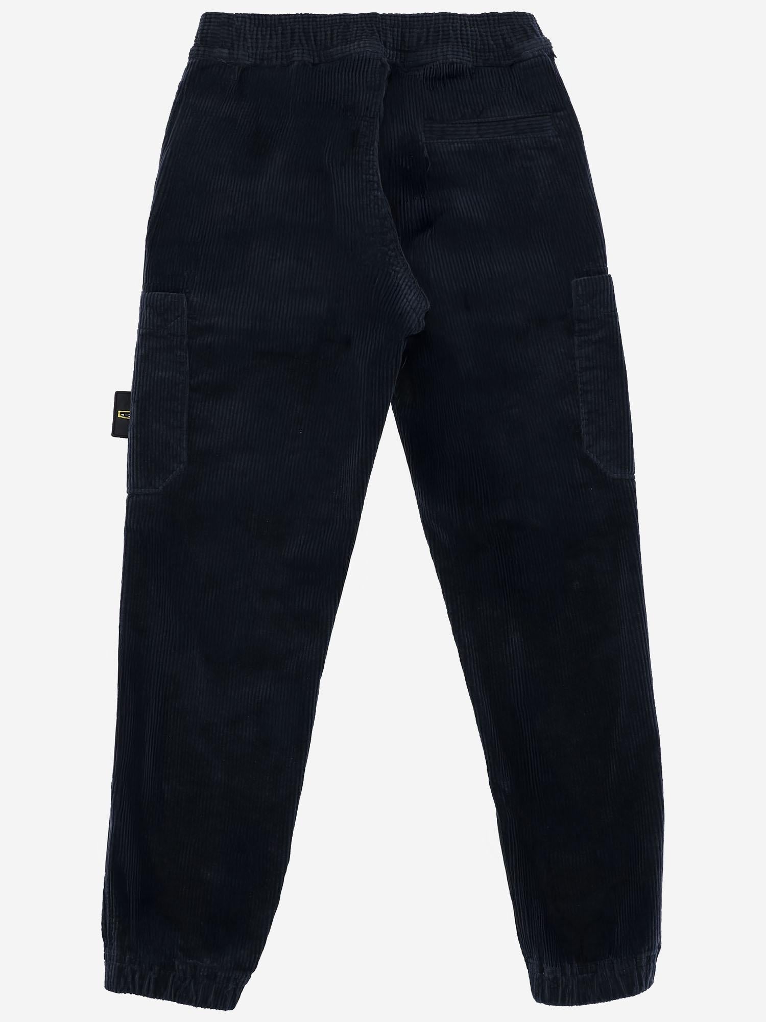 Corduroy with Logo Patch Cargo Pants — Navy
