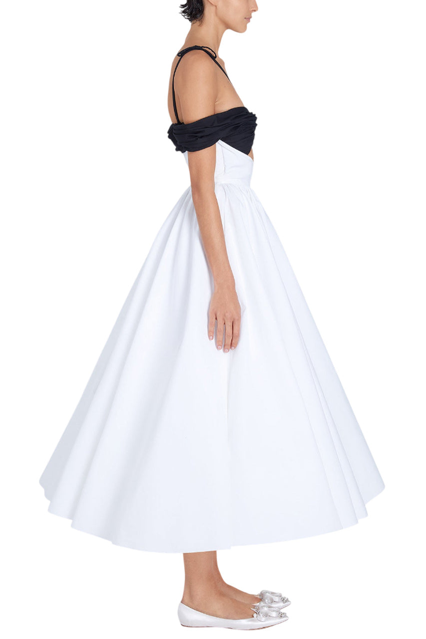 MAXI IVORY POPELINE DRESS AND BLACK TOP