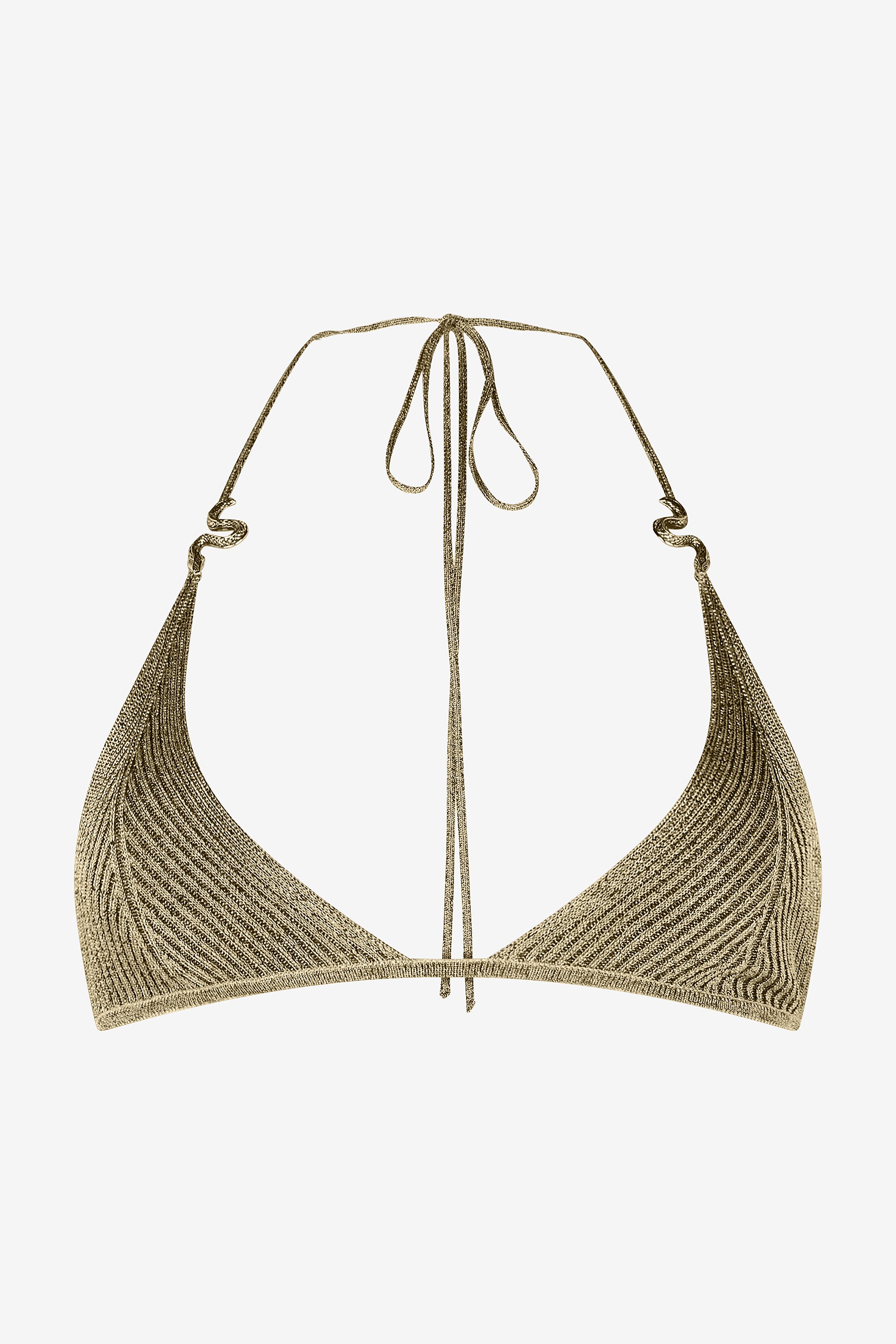Ribbed Black And Gold Bralette With Serpents