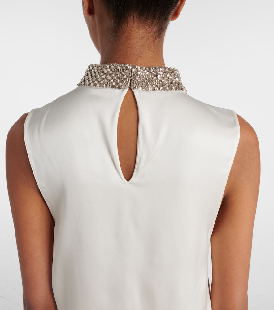Sequined silk satin top