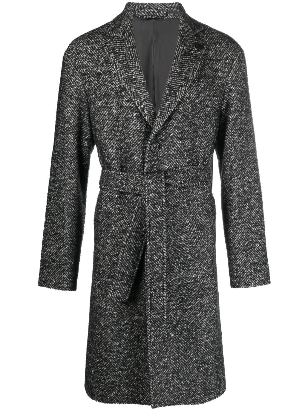 Single-breasted belted coat - Black