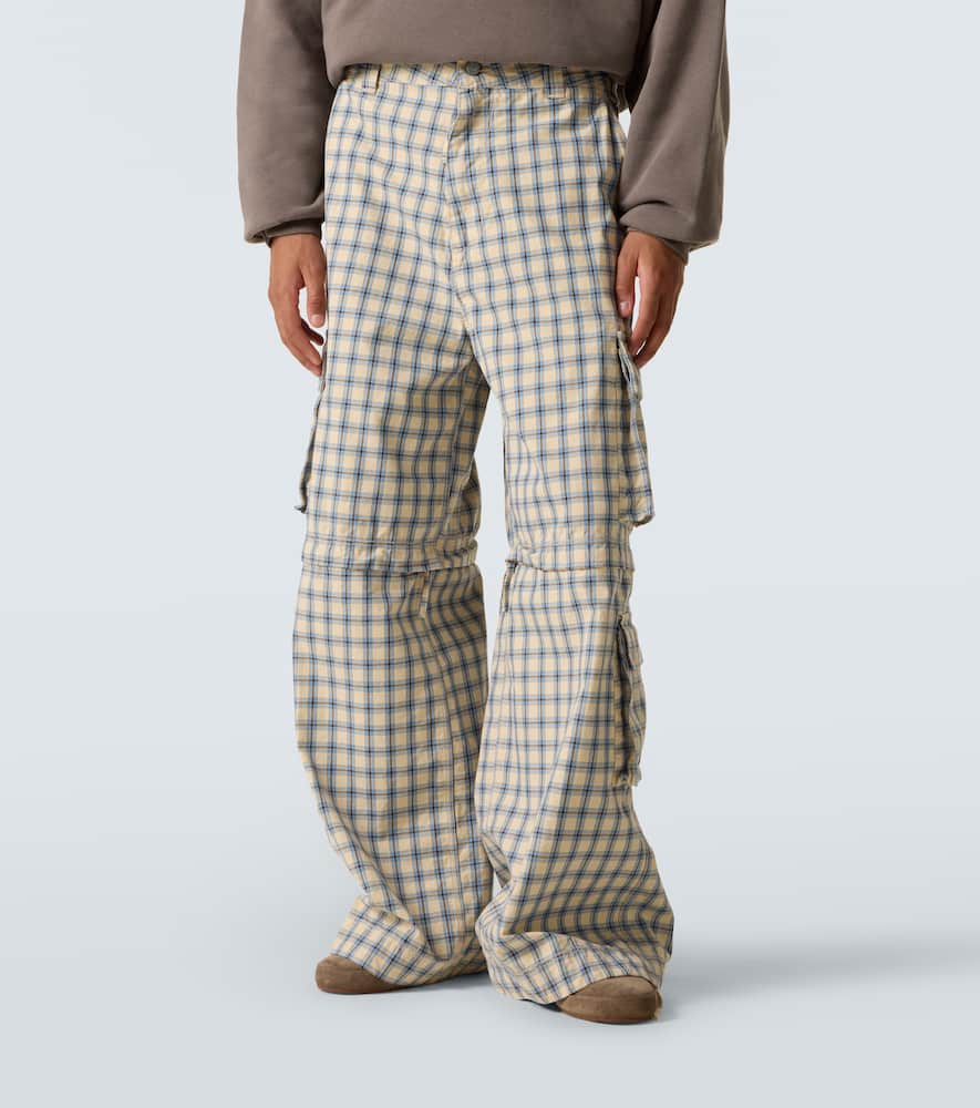 Checked cotton cargo pants