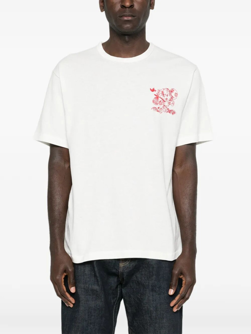 `Cartoon` Embroidered Outlined Cotton T-Shirt