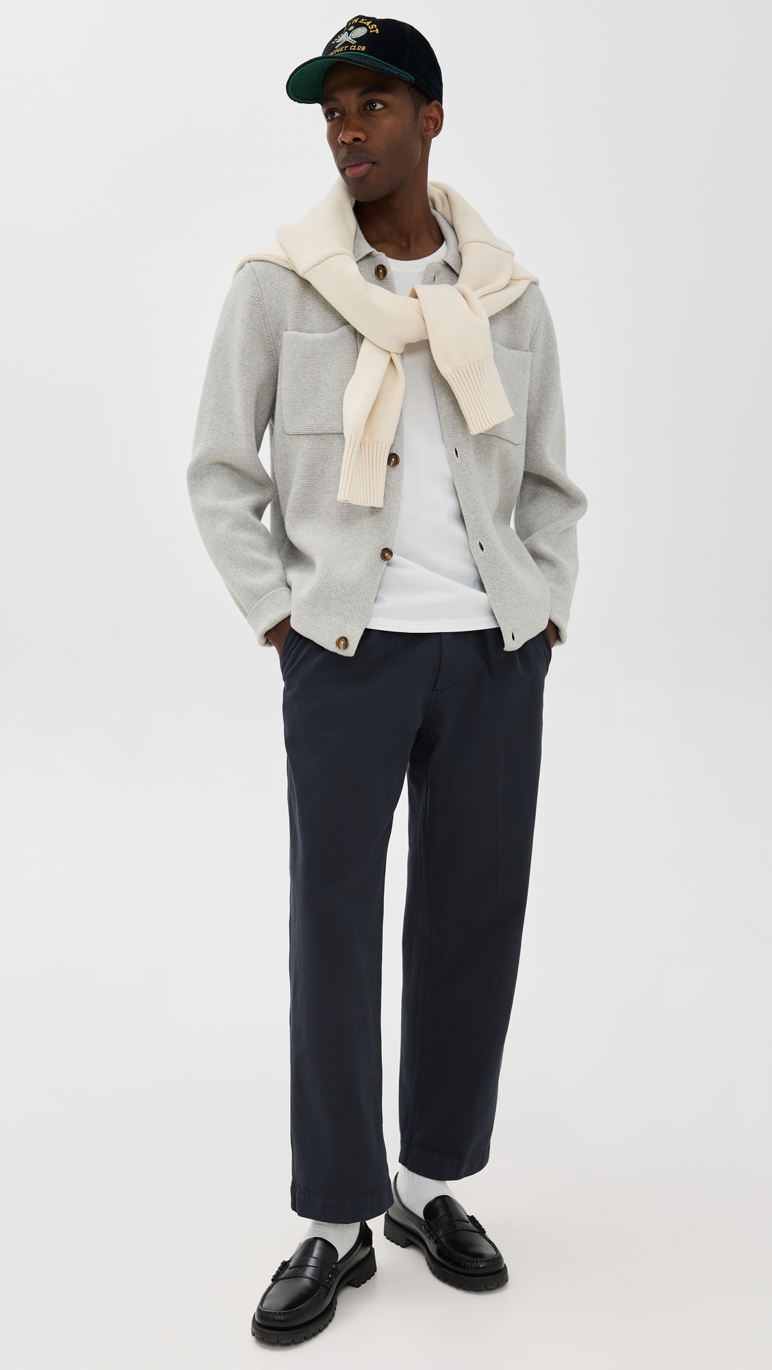 Knickerbocker Canal Pleated Twill Cotton Pants Navy