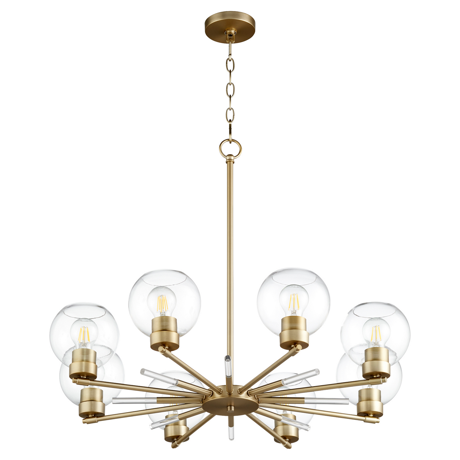 Aged Brass Eight Light Chandelier from the Voln Collection