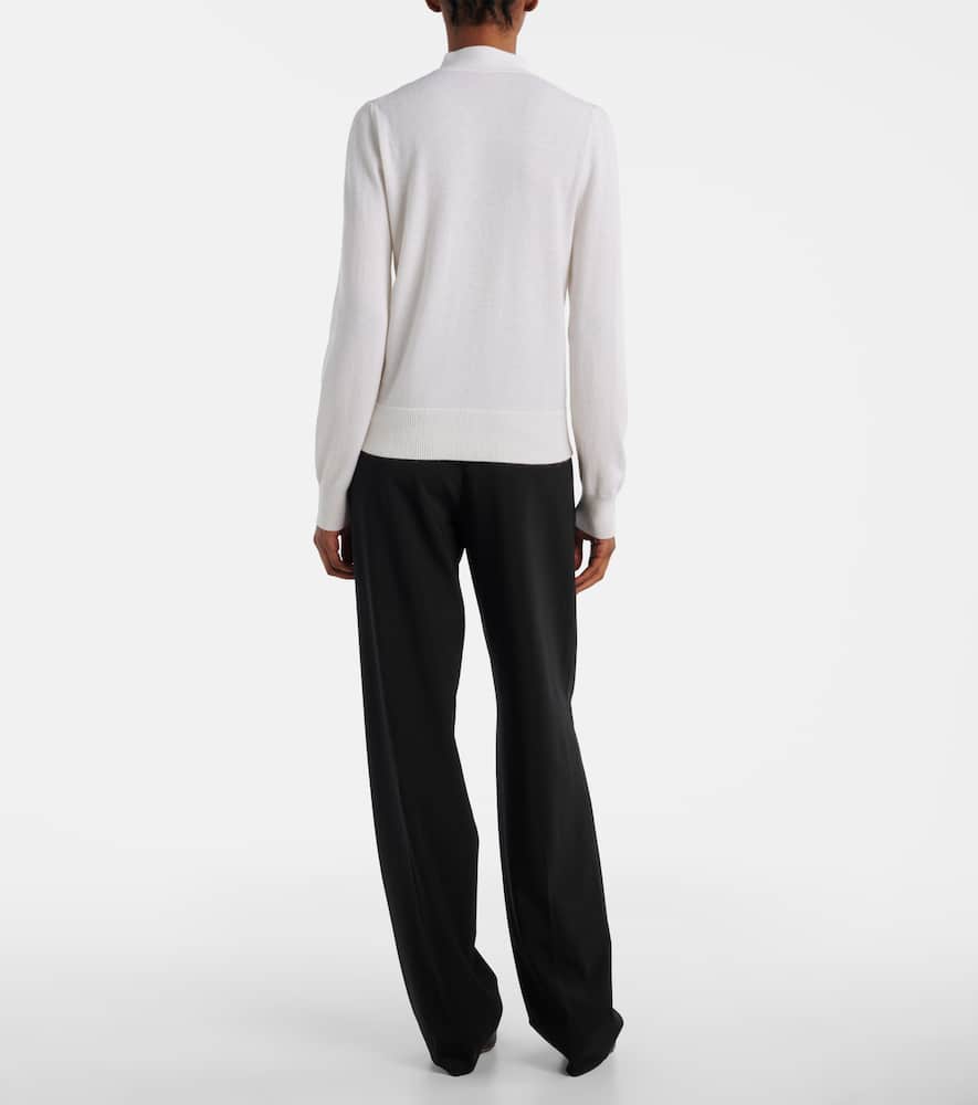 Tie-neck wool and cashmere sweater