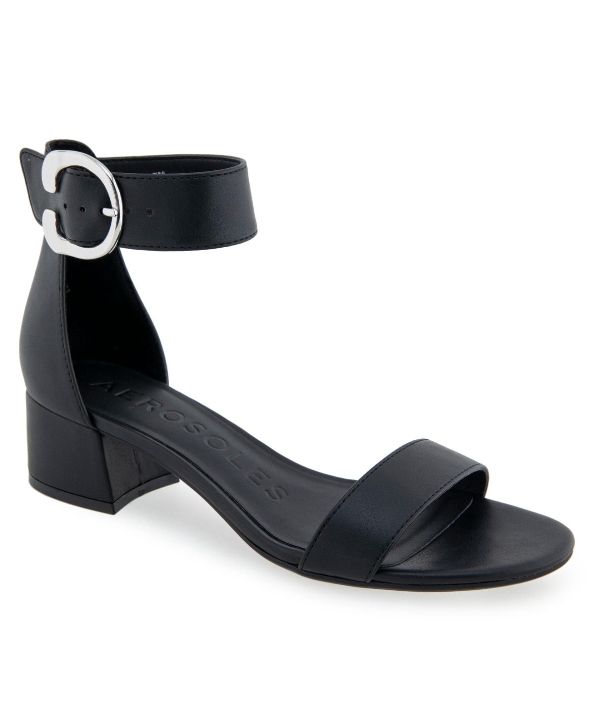 Women's Carew Round Toe Dress Sandals - Black Faux Leather