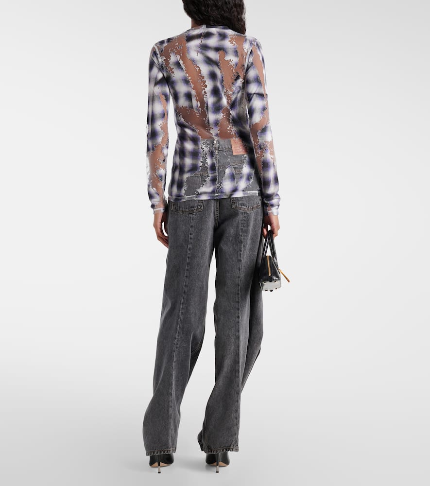 Y/Project Checked sheer devoré top