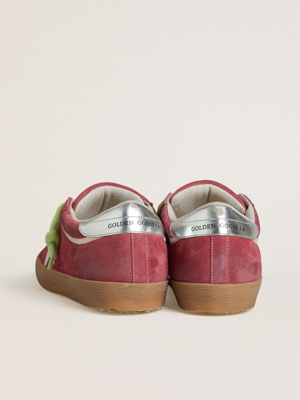 Golden Goose - Women’s Super-star In Red Suede With White Leather Star And Silver Leather Heel Tab, Woman