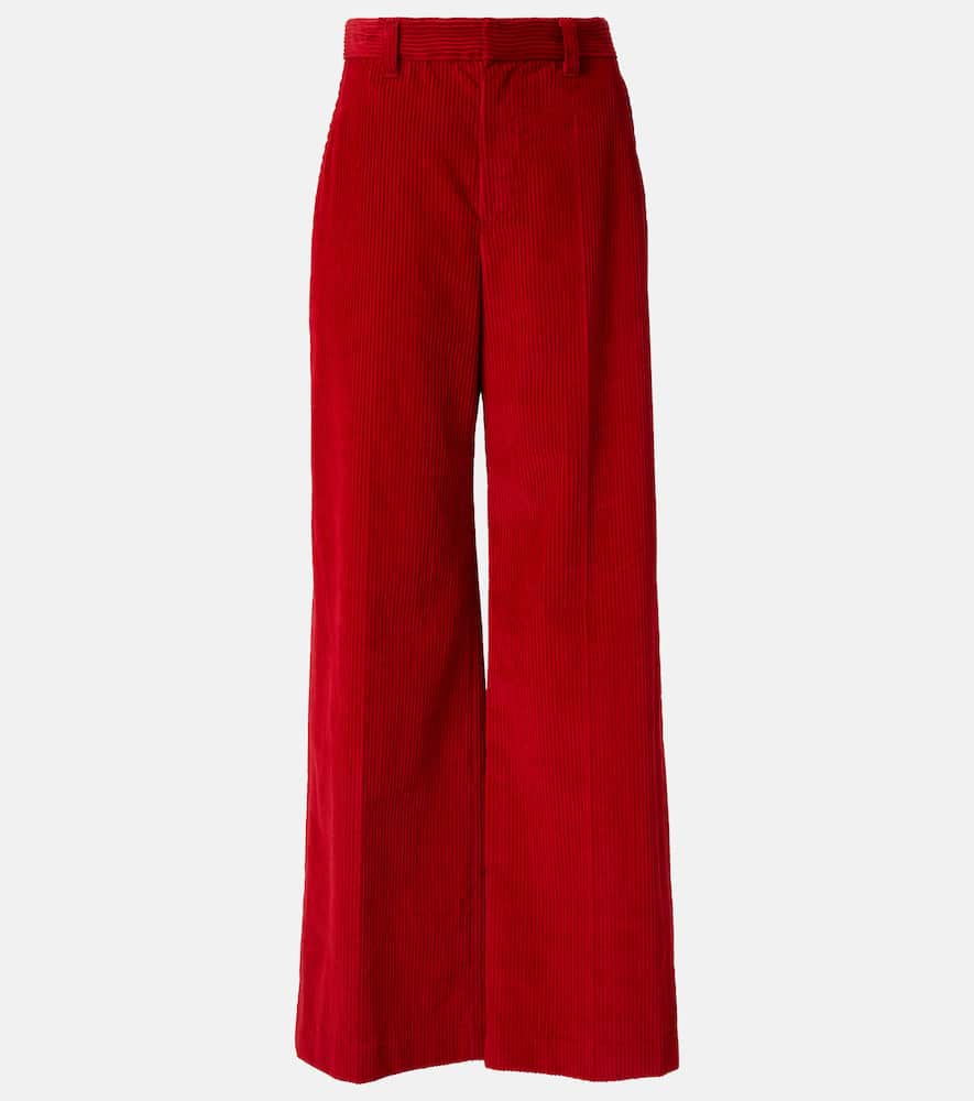 High-rise cotton corduroy wide-leg pants