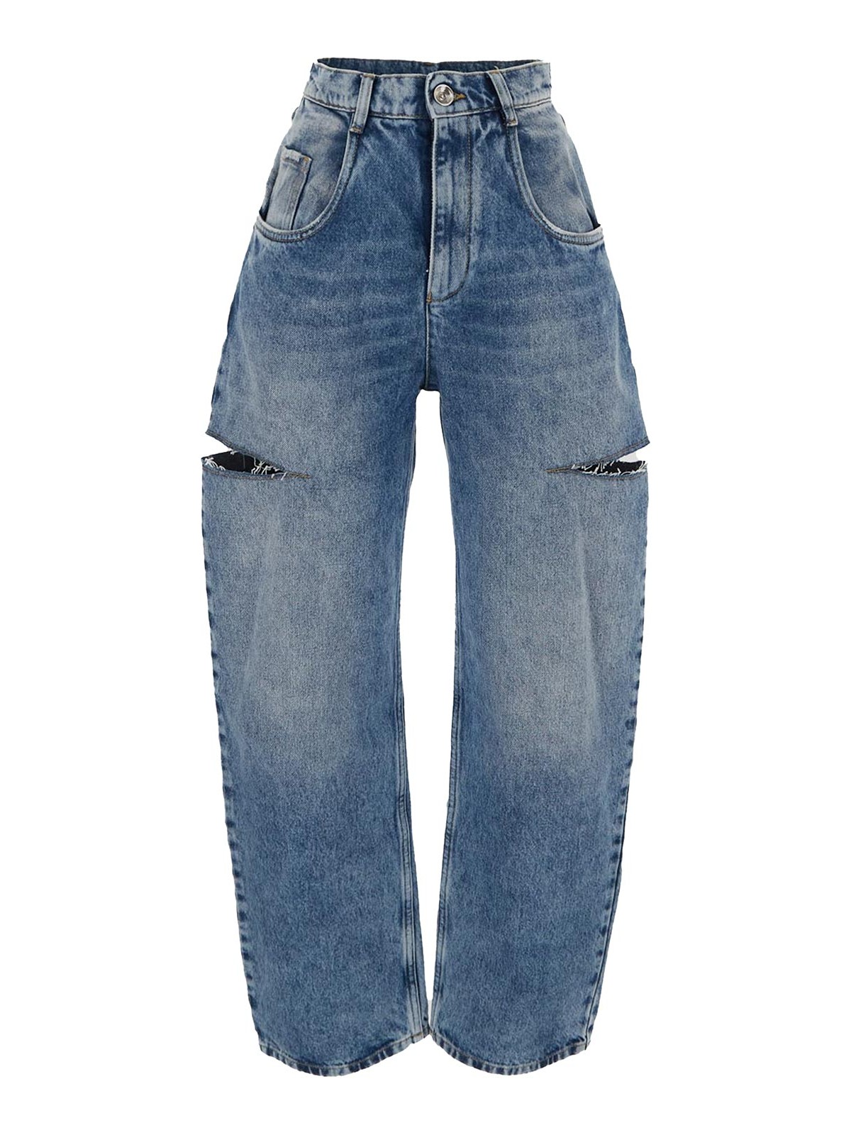 Distressed straight-leg jeans