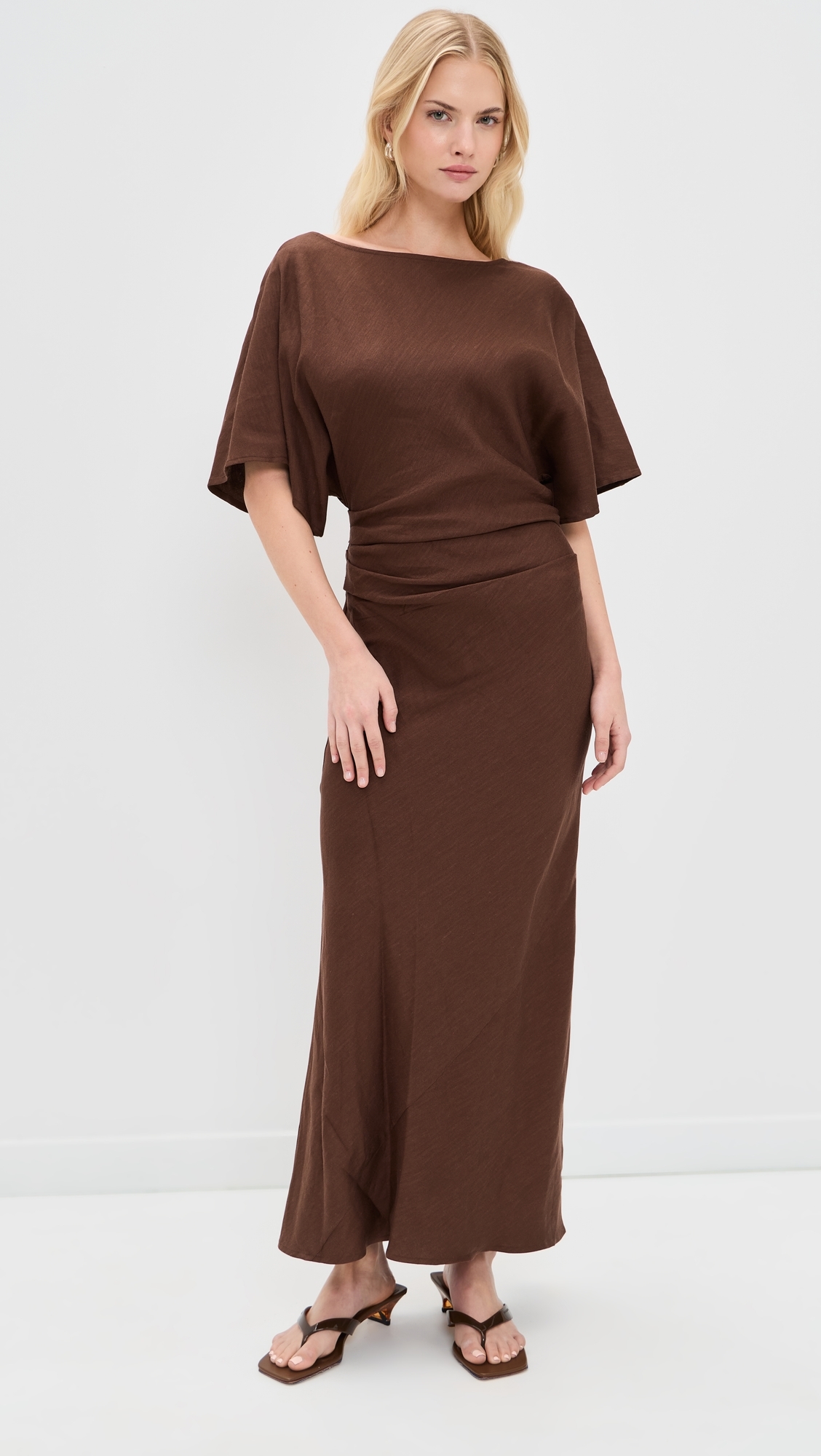Amelie Linen Dress Dark Oak