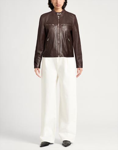 Woman Jacket Dark brown Size 14 Lambskin