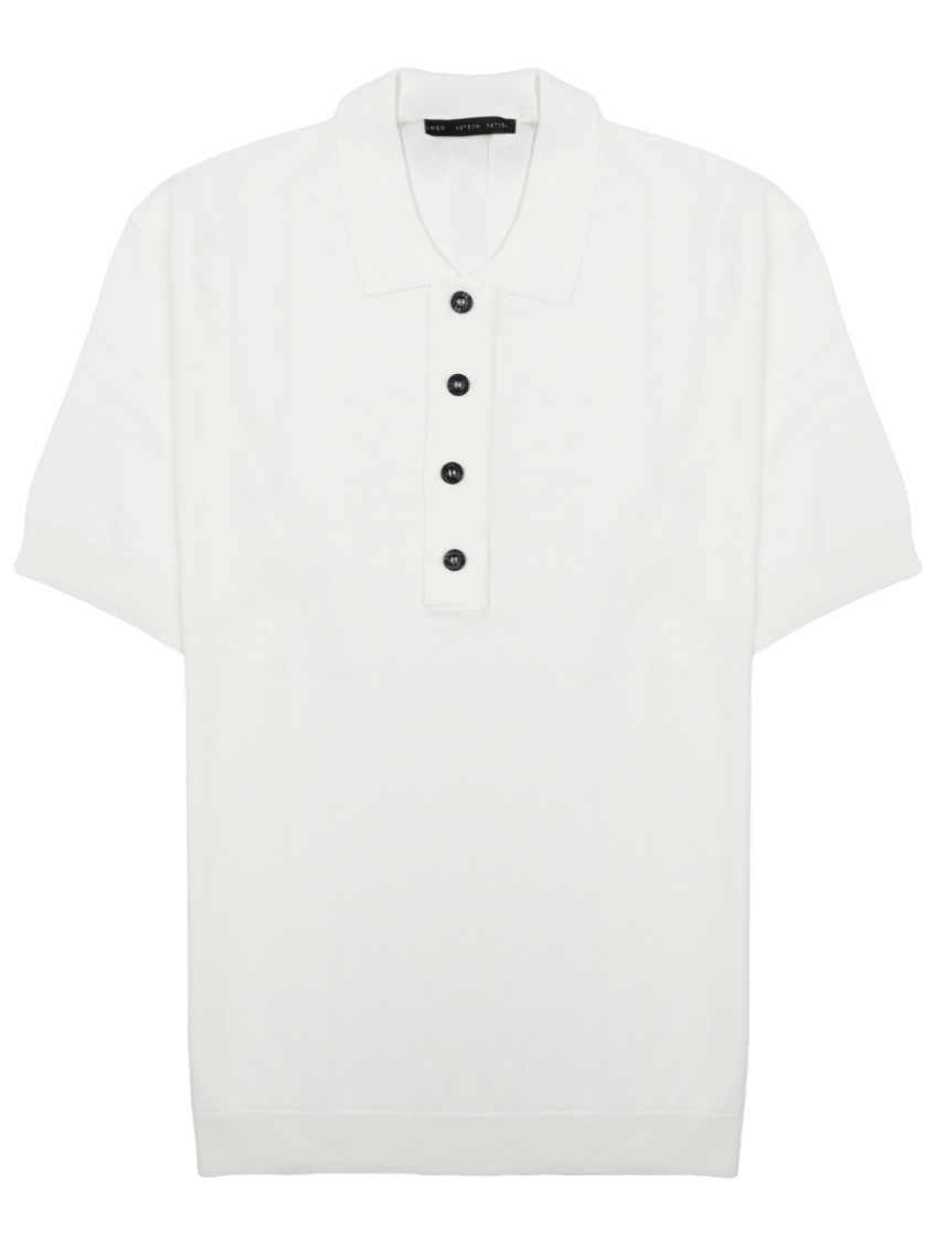 White Solid Shirt Collar Polo